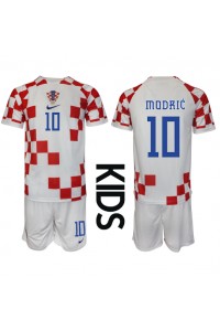 Fotbalové Dres Chorvatsko Luka Modric #10 Dětské Domácí Oblečení MS 2022 Krátký Rukáv (+ trenýrky)